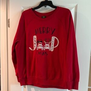 Jeep Athletic Works Red Merry Christmas Crewneck Sweater